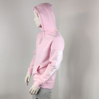 Hoodie Rosa, wei&szlig;e Schirft verschoben auf dem linken Arm