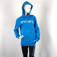 Hoodie Royal Blau, mit wei&szlig;er Schift &uuml;berblendet