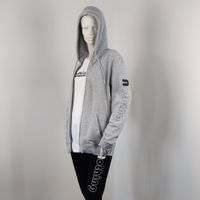 Zip-Hoodie Heather Grey, schwarze Outline auf dem Arm II