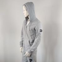 Zip-Hoodie Heather Grey, schwarze Outline auf dem Arm