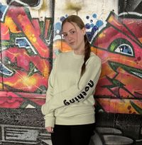 Sweater Stem Green, schwarze schift mit outline &uuml;berdeckt, Grafity